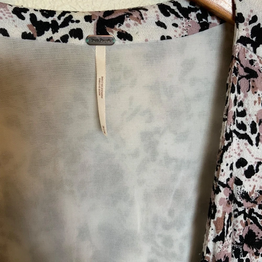 Free People Wrap Dress Leopard Print Pink Black Belted Size Medium